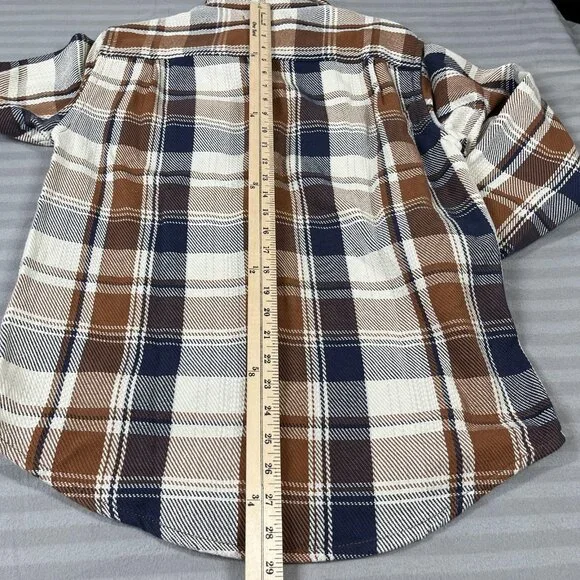 Outerknown Blanket Shirt Mens Medium Brown Blue Plaid Organic Cotton Flannel - Picture 8 of 9